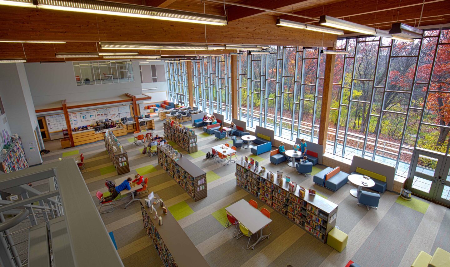 Kromery Middle School Library designed by Bray Architects