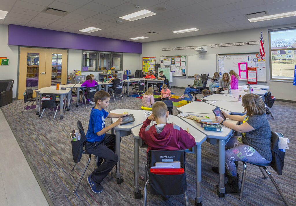 Eagle Point Elementary School Classroom with Seating Squares designed by Bray Architects