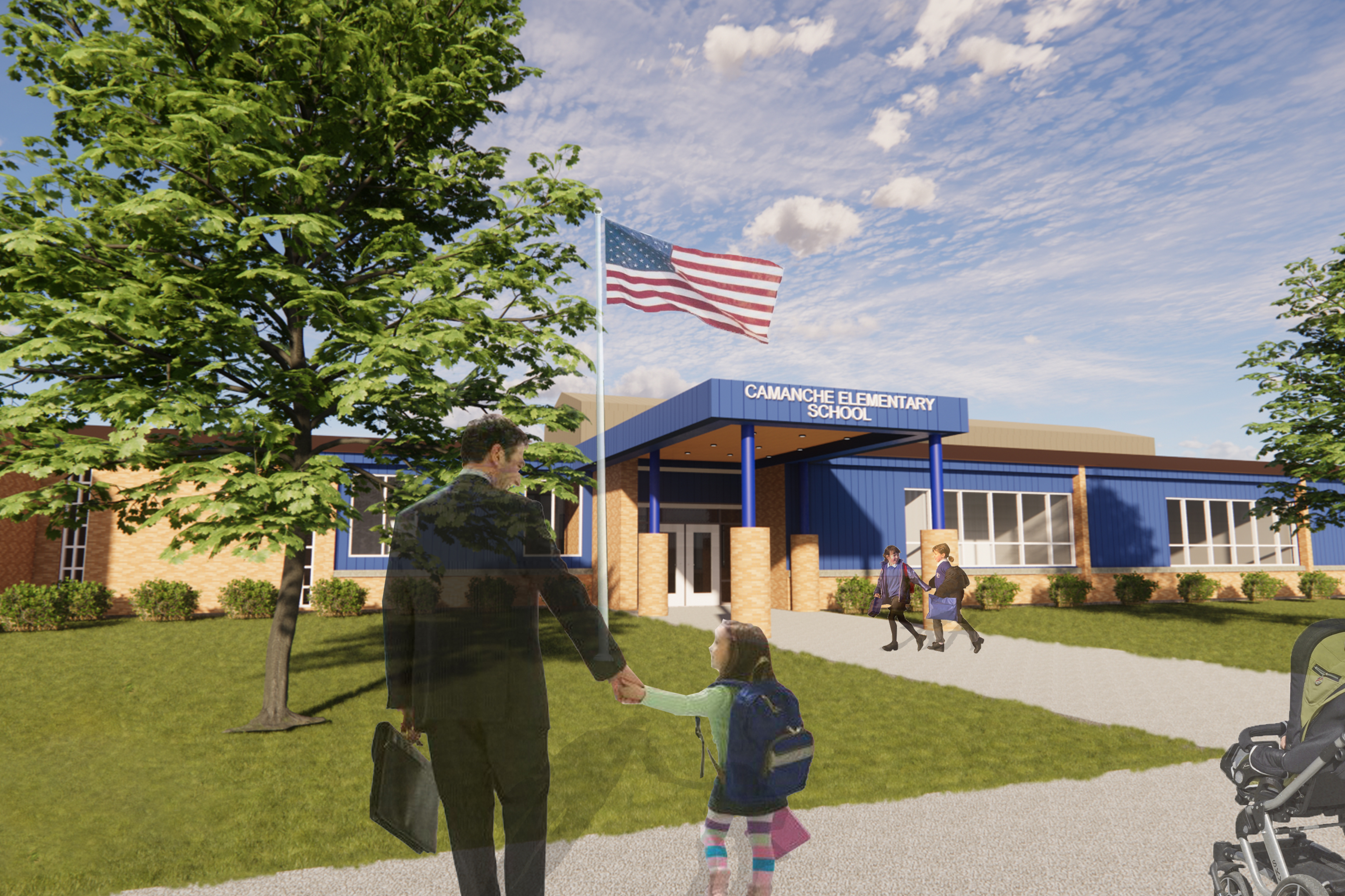 Camanche Elementary School Entrance Designed by Bray Architects