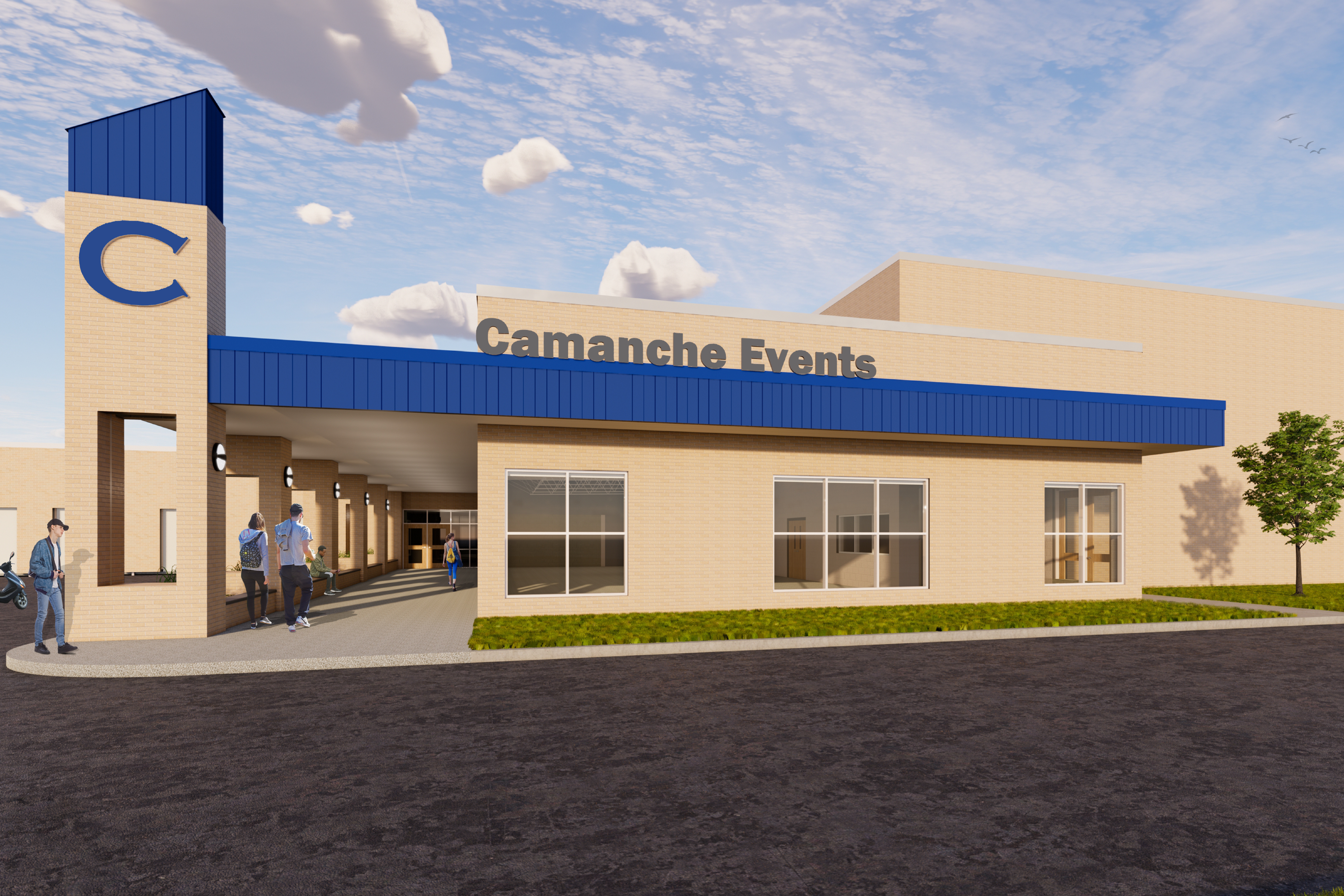 Camanche High School Entrance designed by Bray Architects