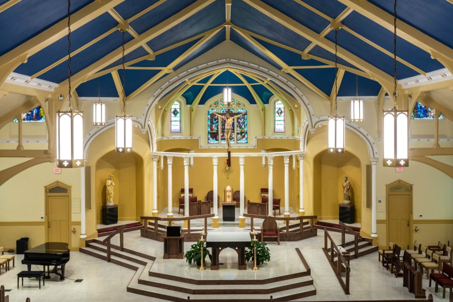 View from Choir Loft of St. Paul the Apostle Catholic Church Altar designed by Bray Architects