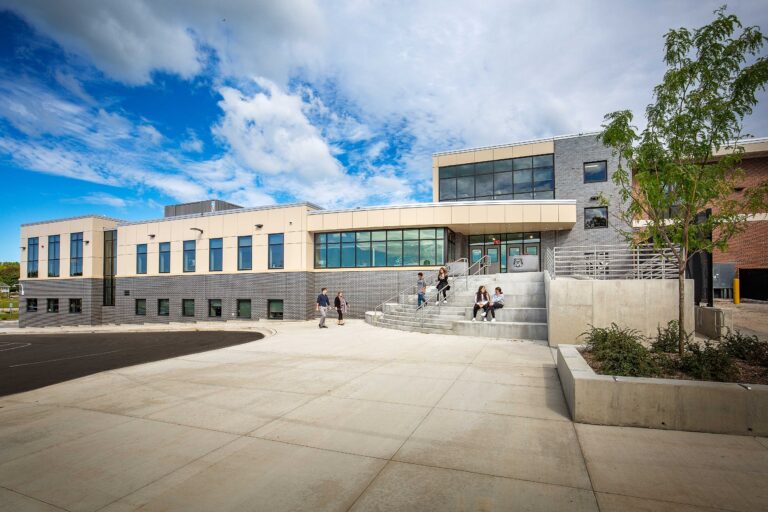 An exterior view of Butler Middle School in the School District of Waukesha