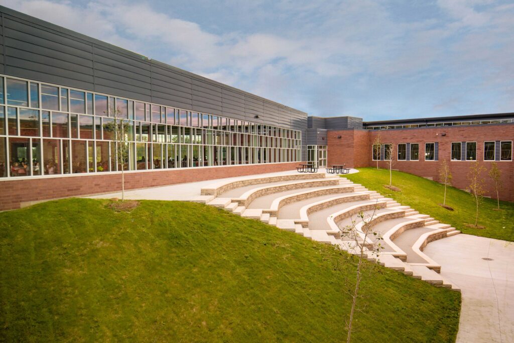 The outdoor classroom features amphitheater-style seating