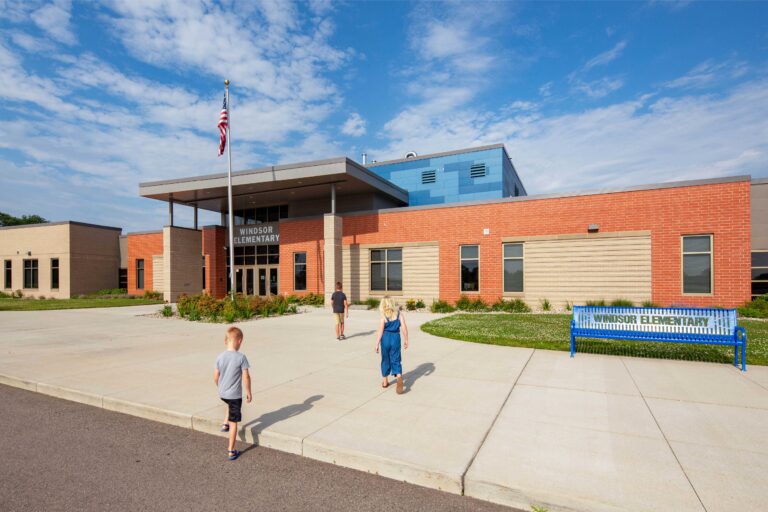 Exterior view of the renovated Windsor Elementary in DeForest