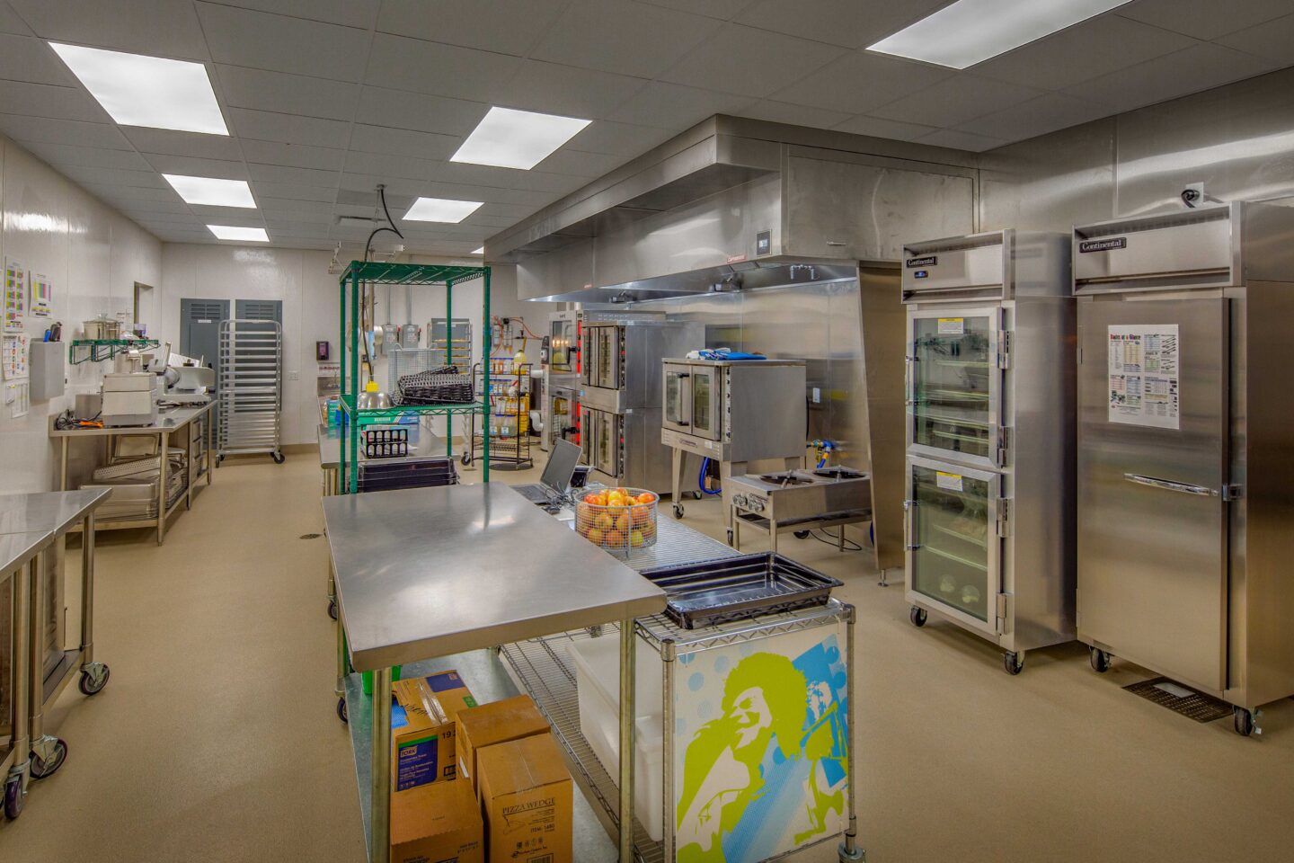 A large, well-equipped commercial kitchen at Waukesha North High School