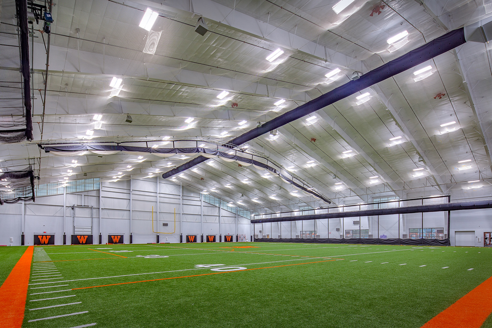 An overall view of the school's indoor athletic field