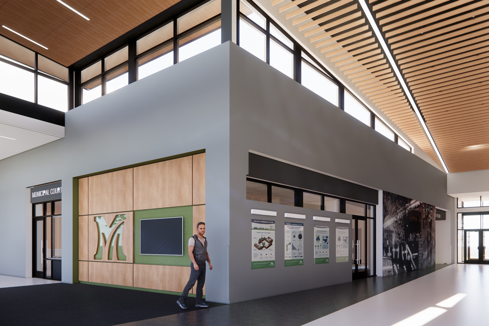A rendering that features clerestory windows over the corridors in the new building