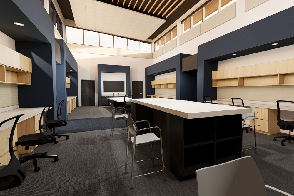 An interior rendering of the police squad room