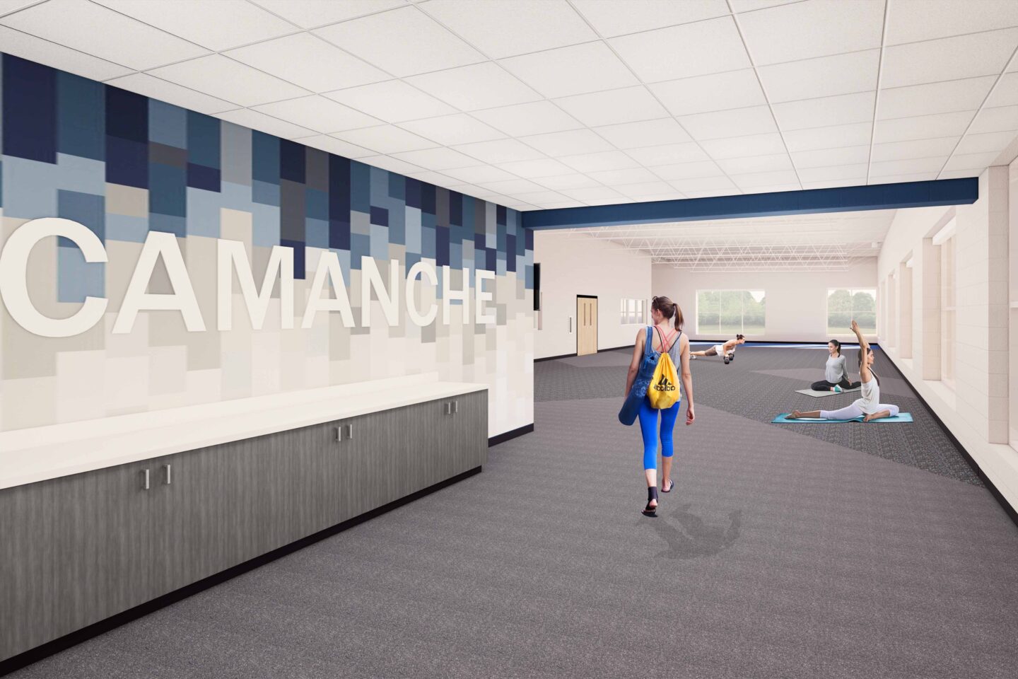 A rendering of the Camanche High School fitness center entrance