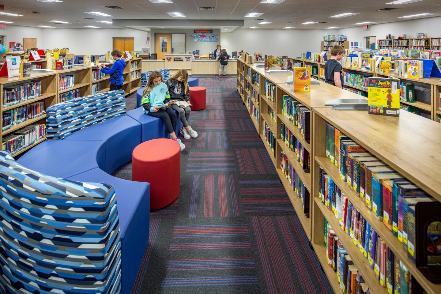 elementary library with furniture