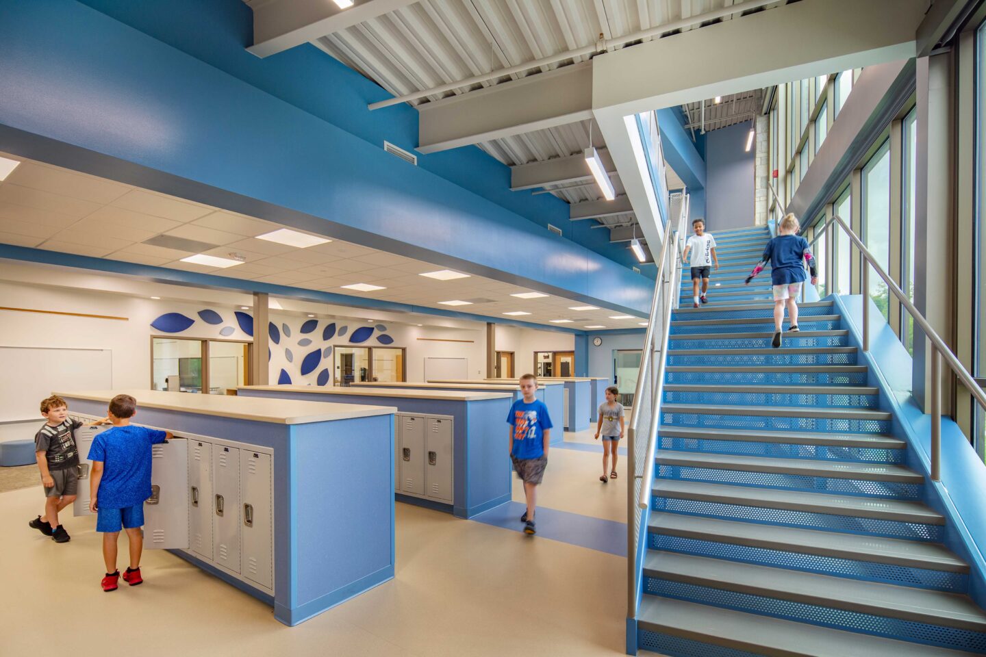 Baird Elementary School Kindergarten Resource Area with staircase