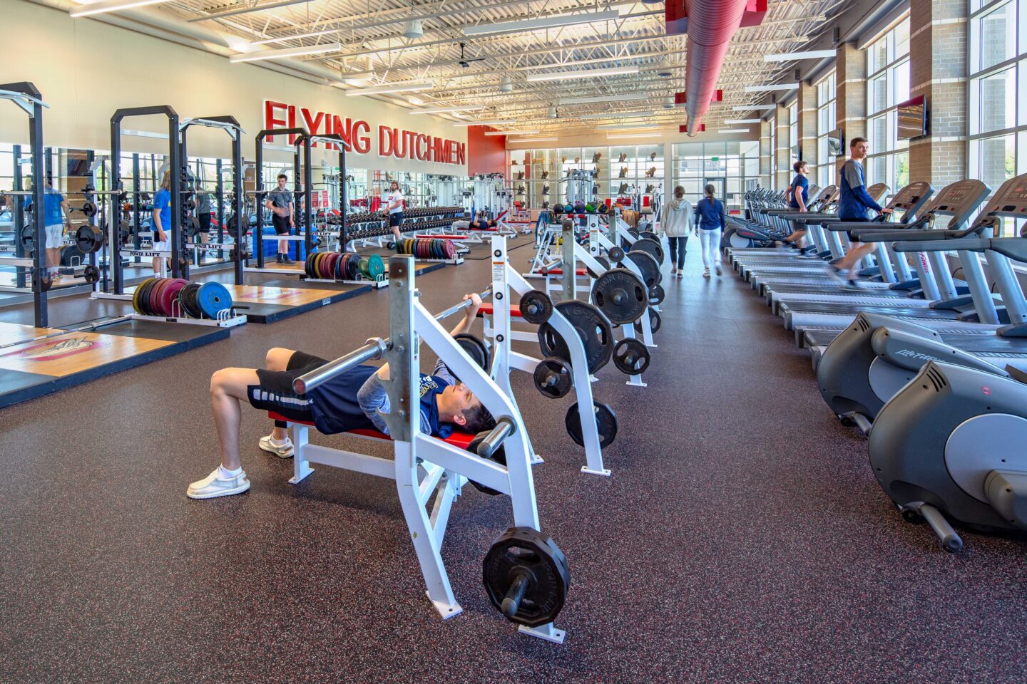 Oostburg High School fitness center with branding