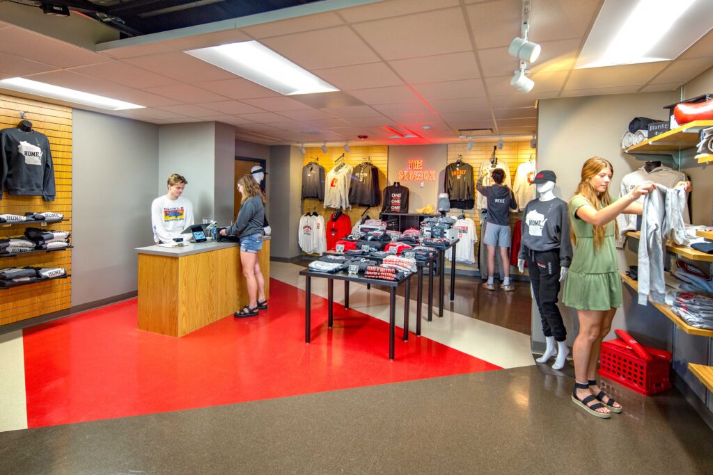 Oostburg High School school store with students looking at clothing