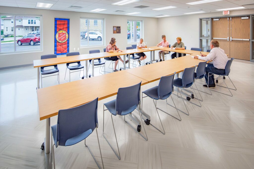 Salvation Army Oshkosh Meeting Room with a meeting in session