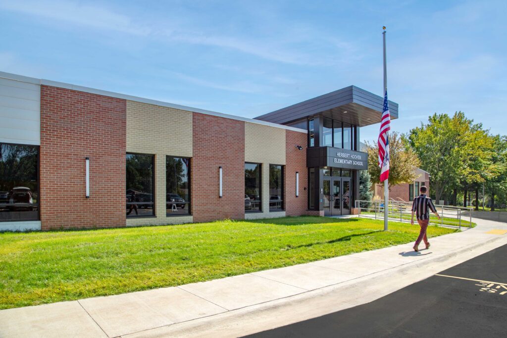 Herbert Hoover Elementary Exterior Main Entrance and Office Addition