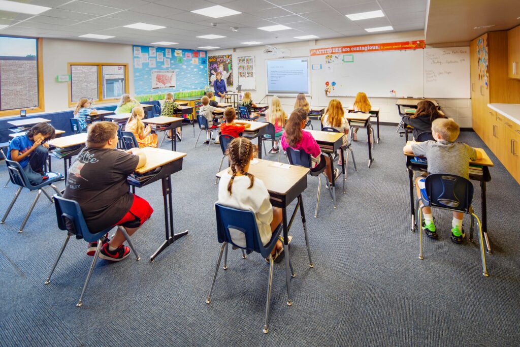 Camanche Elementary Classroom with students in desks
