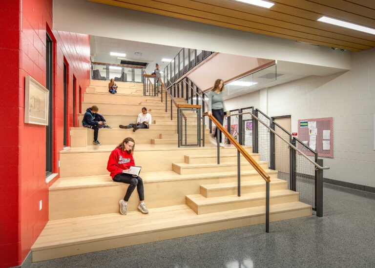 Sevastopol School District learning stairs with students sitting and walking