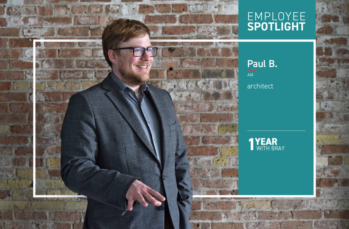 Paul Bestul's employee spotlight photo for one year work anniversary