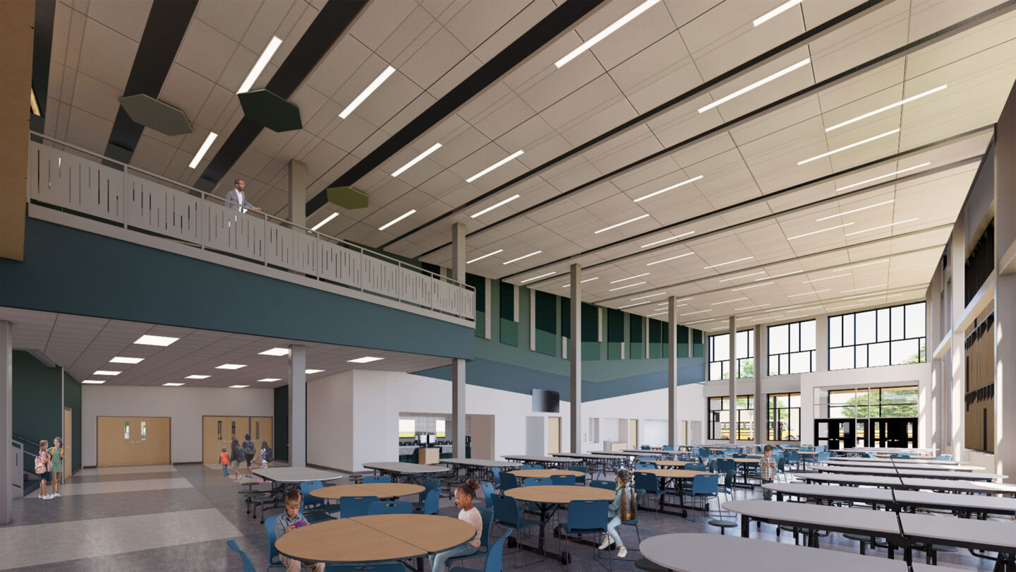 Rendering of the Cafeteria looking southeast at Menominee Elementary School