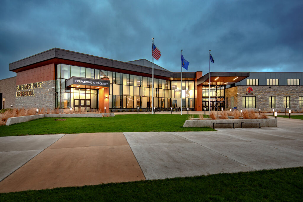 Night view of the main entrance