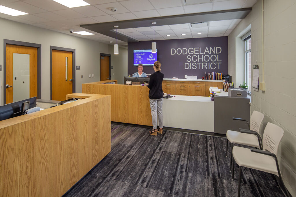 New district office entry at the Dodgeland School District
