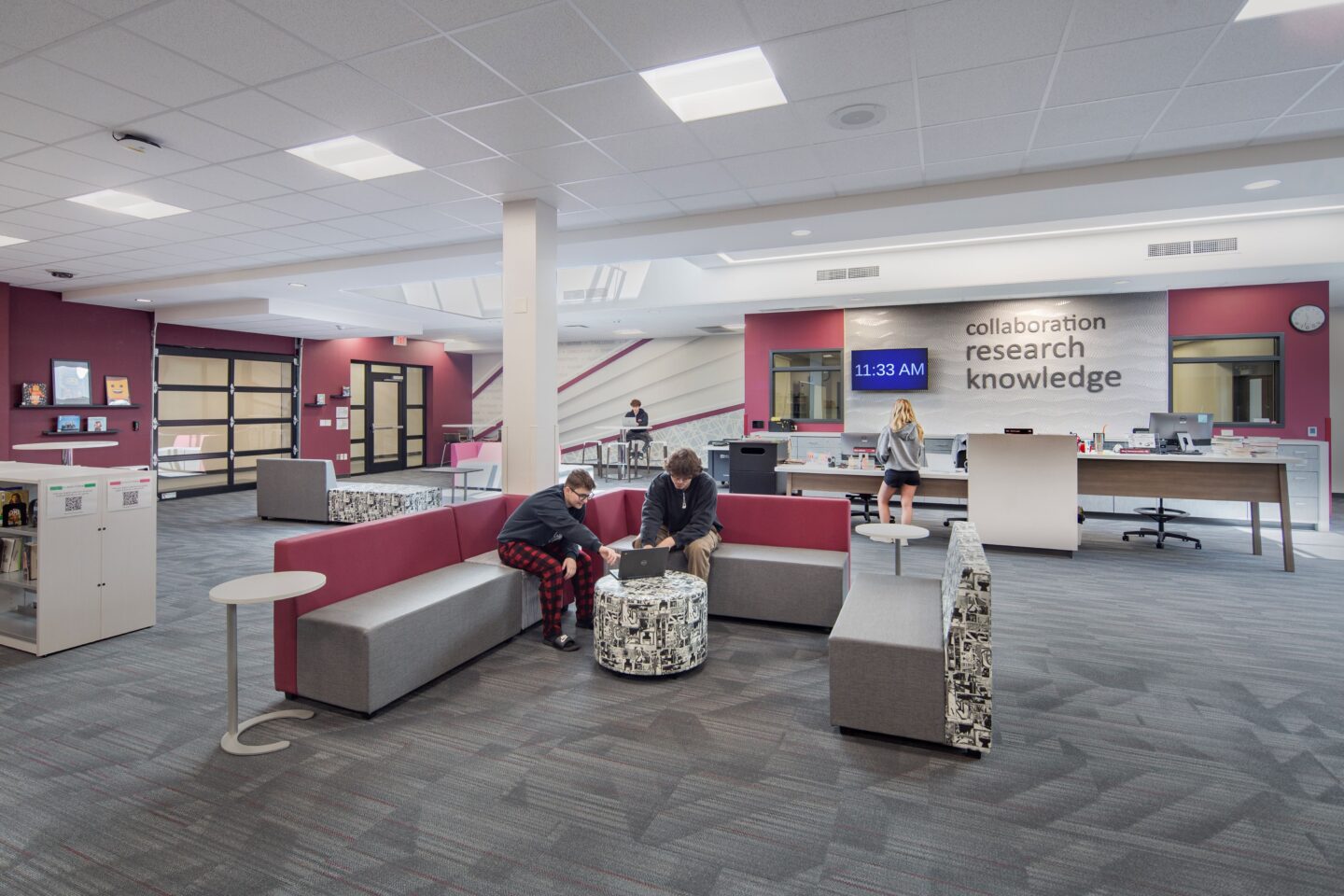 Library with students studying at Westosha Central HS