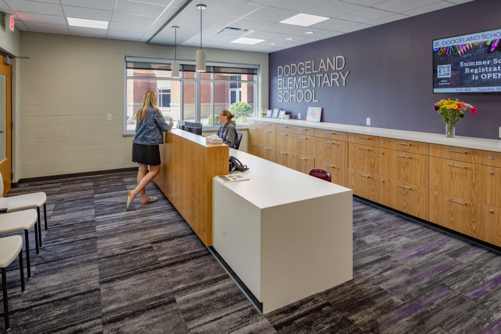 Elementary school office at Dodgeland School District