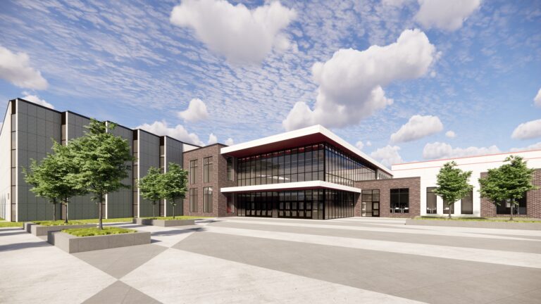 Rendering of the exterior event entry at Westosha Central High School