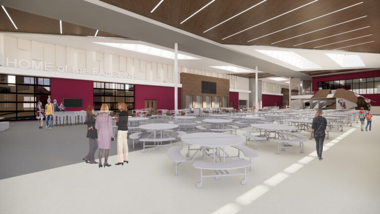 Rendering of the commons area at Westosha Central High School
