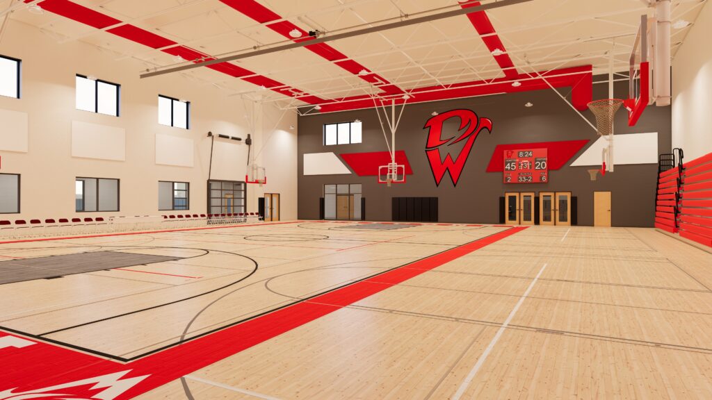 Rendering of the auxiliary gymnasium at Davenport West High School