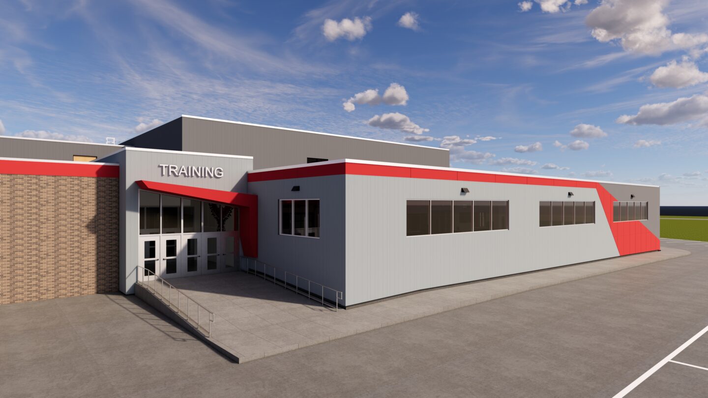 Rendering of the training entrance at Davenport West High School