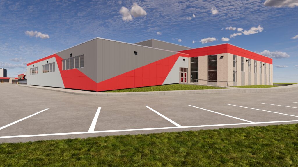 Rendering of the southwest exterior at Davenport West High School