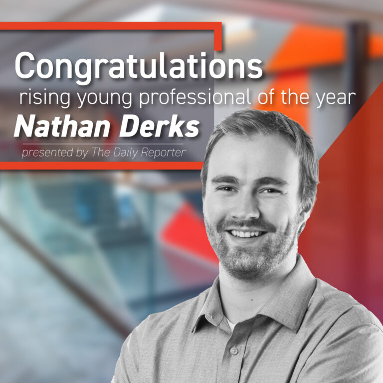Graphic with Nathan Derks photo for Rising Young Professional of the Year award