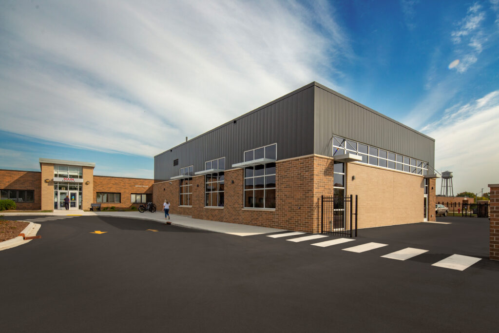 Seymour high school tech ed addition and main entrance