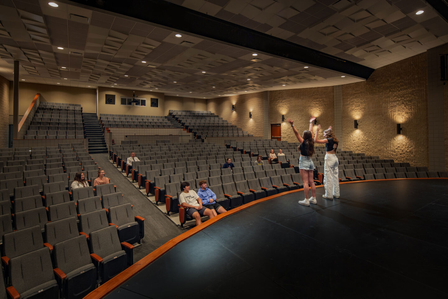 West De Pere high school auditorium from the stage looking at the seating