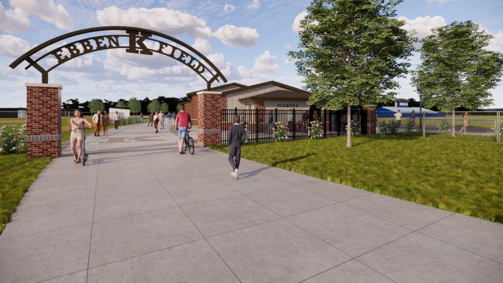 Rendering of the east parking gate approaching the ticket booth