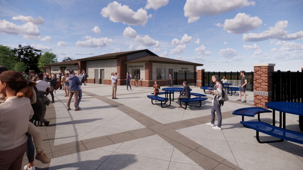 Rendering of the concession stand at Ebben Field looking north