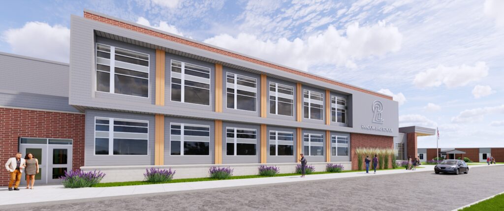 Rendering of the exterior at Random Lake School District