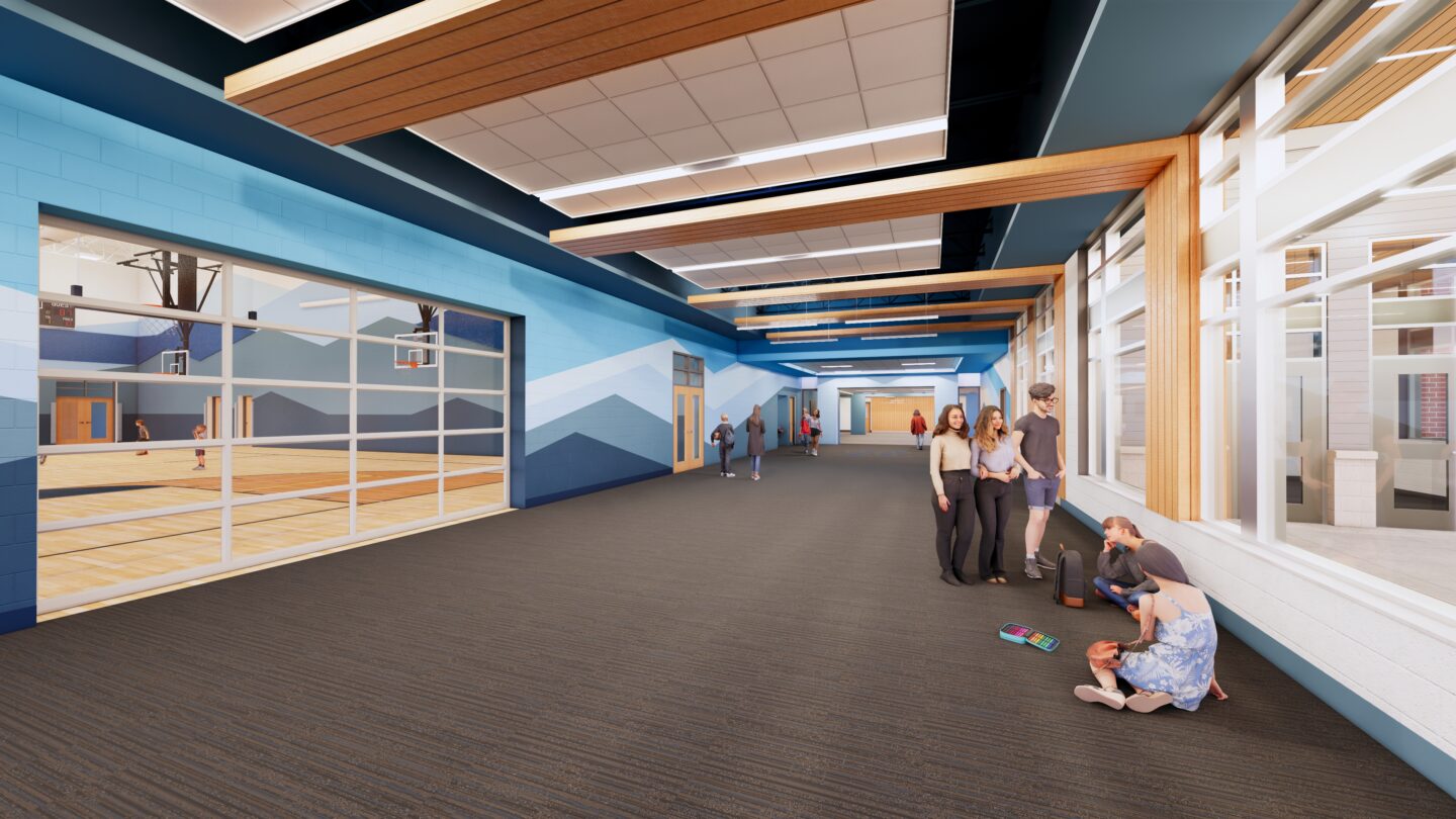 Rendering of the lobby at Random Lake School District