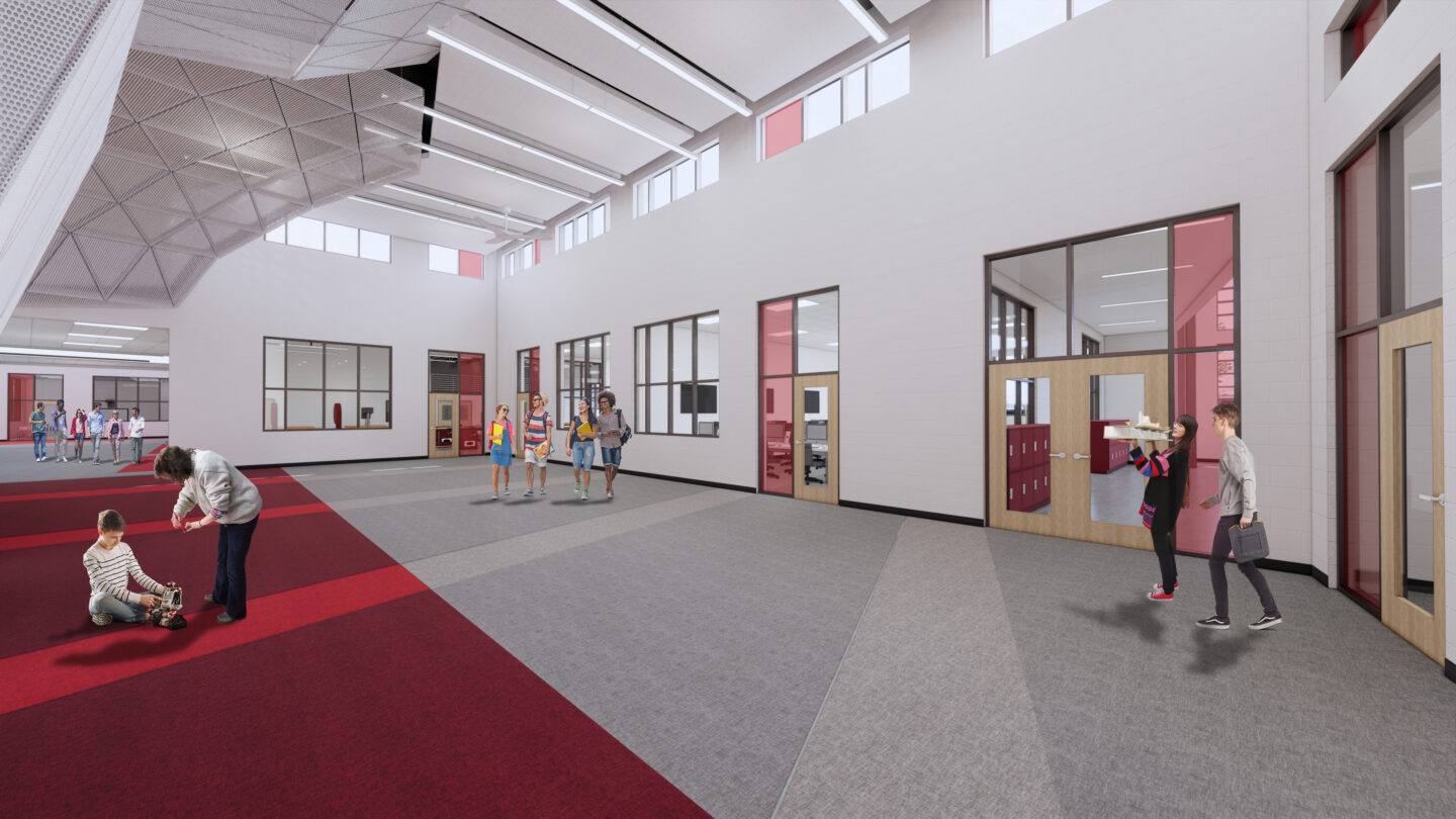 Rendering of the STEM collaboration area with clerestory windows
