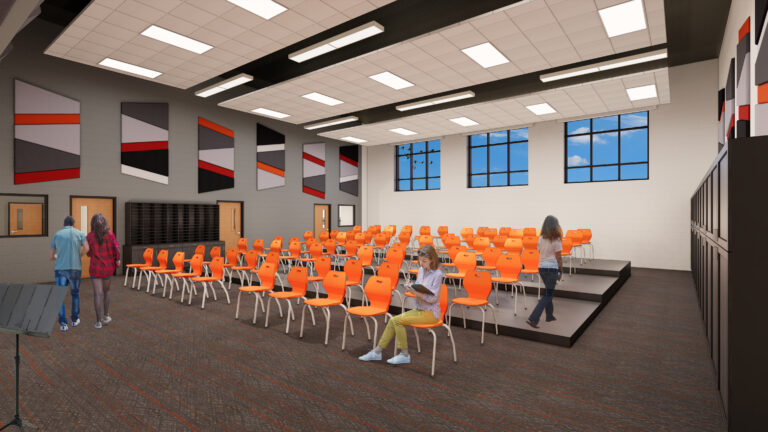 Rendering of the choir room at black river falls high school