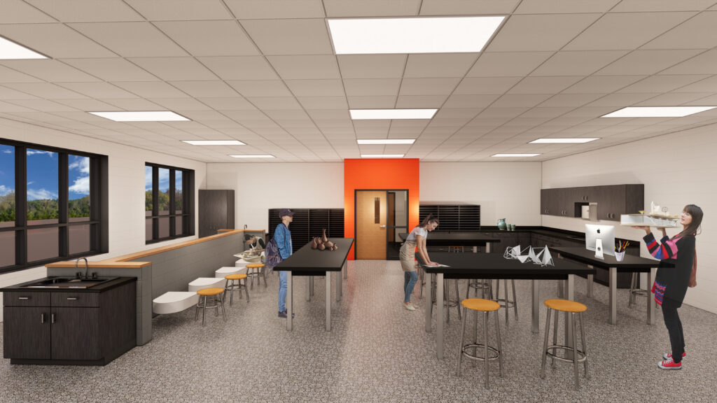 Rendering of an art room at Black River Falls