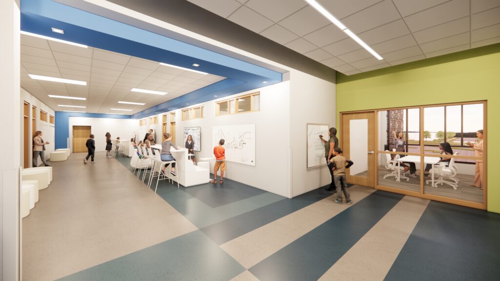 Rendering of the collaboration area at Schulte 4K-8 School